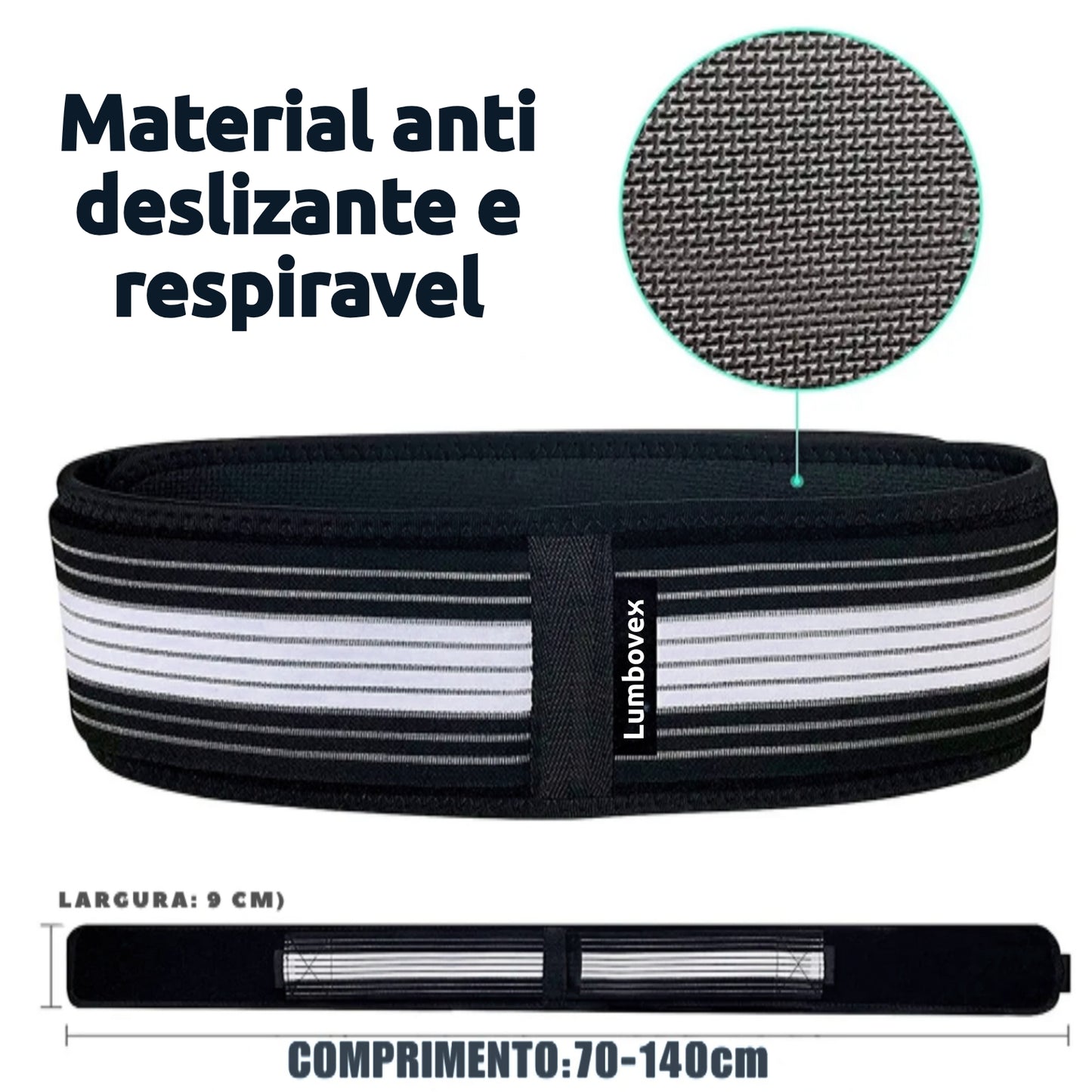 Lumbovex – Cinta Lombar Ortopédica Ajustável com Compressão e Suporte para Coluna
